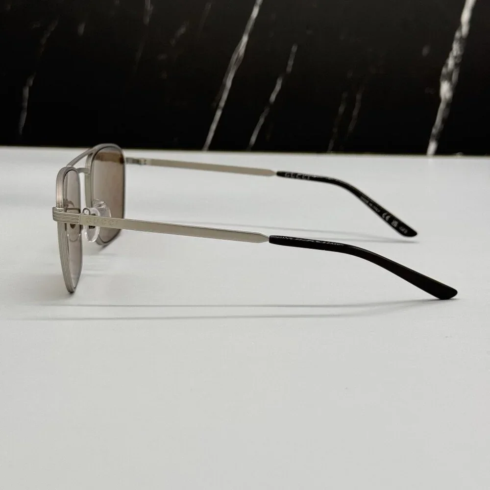NEW GUCCI SUNGLASSES SILVER BROWN UNISEX EYEWEAR GUCCI GG1881S 004